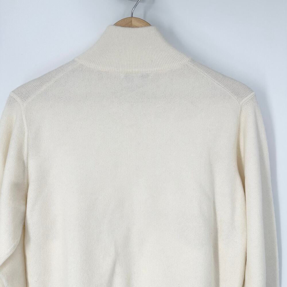 NAKED CASHMERE 100% Cashmere Zip Up Mock Neck Cardigan Sweater White Jacket - Picture 7 of 13